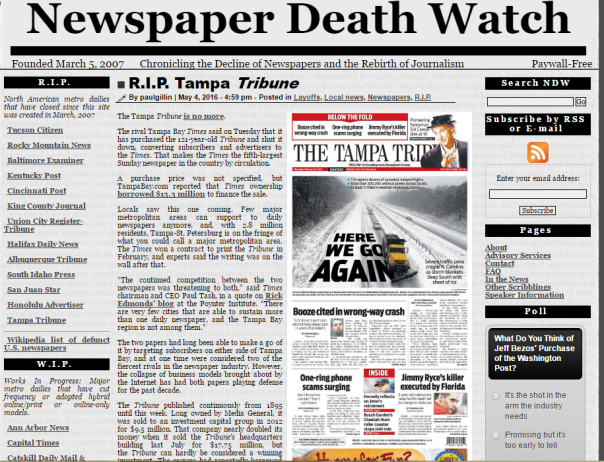 Newspaper Death Watch